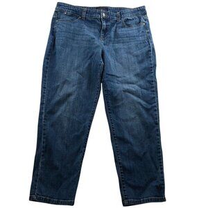 Talbots Womens Jeans Size 16P Simply Flattering Collection Crop Straight Blue